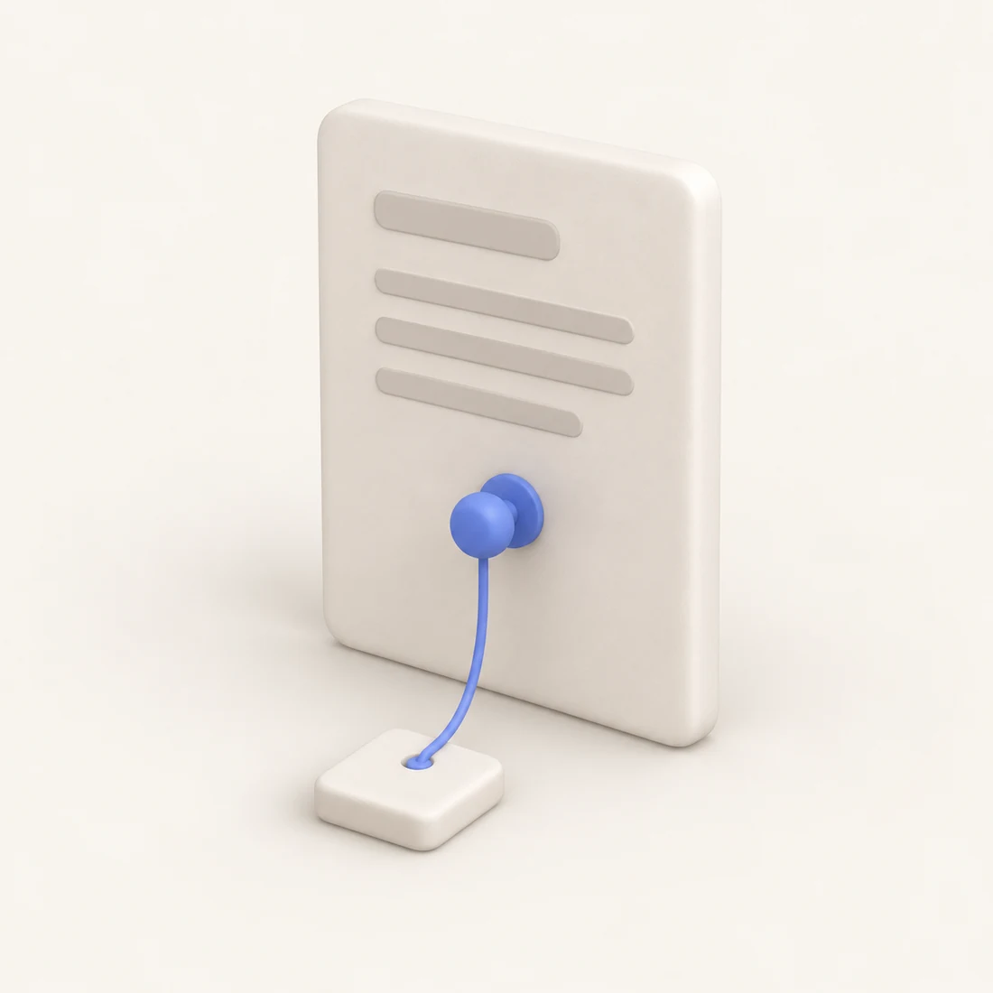 A clay render of a page pinned to a source tile.