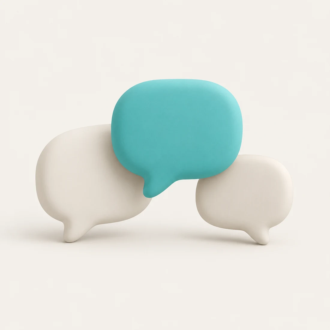 A clay render of three speech bubbles.